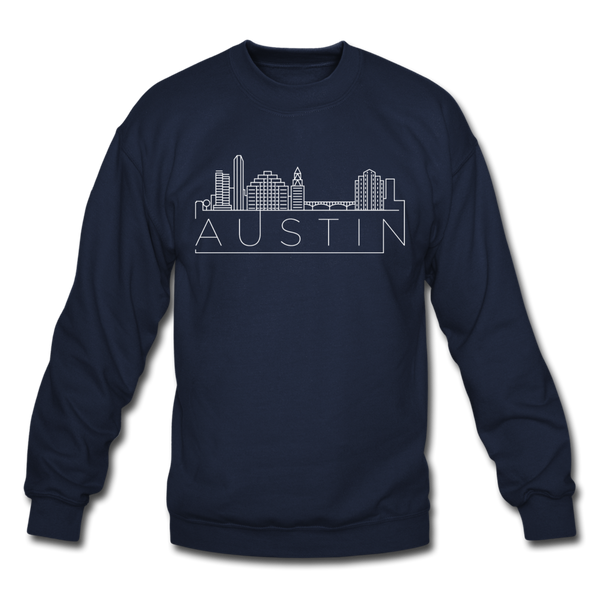 Austin, Texas Sweatshirt - Skyline Austin Crewneck Sweatshirt - navy