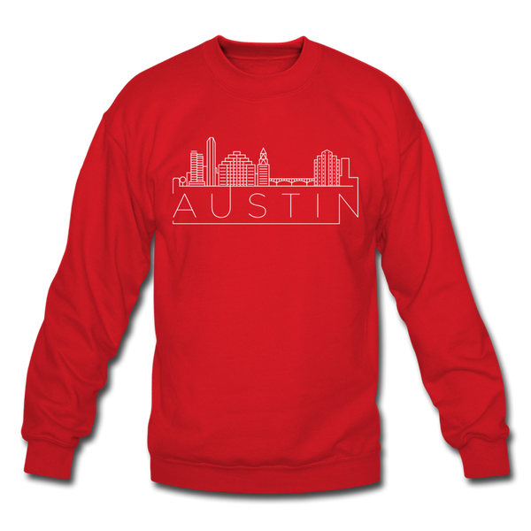 Austin, Texas Sweatshirt - Skyline Austin Crewneck Sweatshirt - red