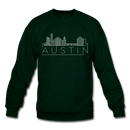 Austin, Texas Sweatshirt - Skyline Austin Crewneck Sweatshirt - forest green