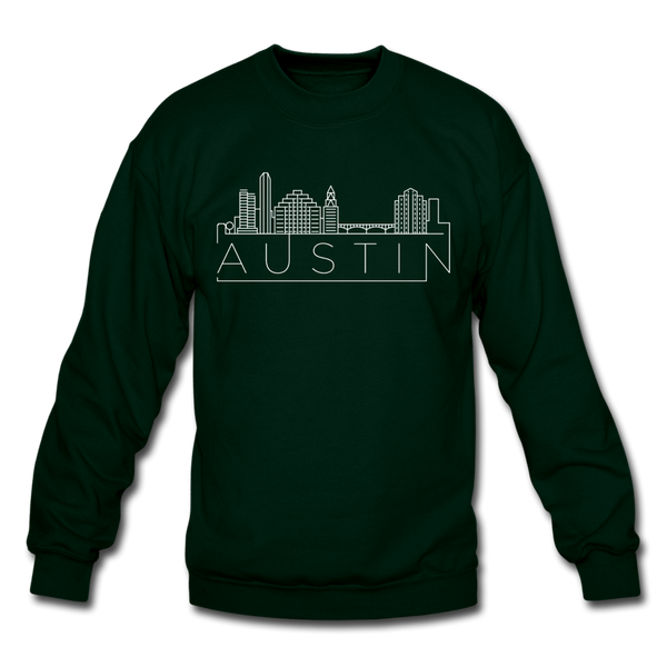 Austin, Texas Sweatshirt - Skyline Austin Crewneck Sweatshirt - forest green
