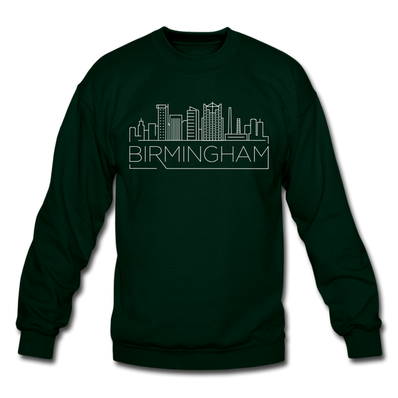 Birmingham, Alabama Sweatshirt - Skyline Birmingham Crewneck Sweatshirt - forest green