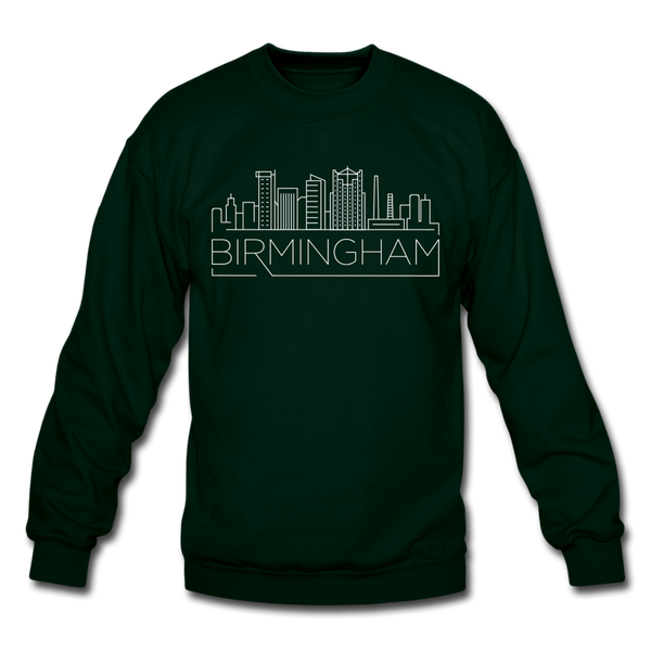 Birmingham, Alabama Sweatshirt - Skyline Birmingham Crewneck Sweatshirt - forest green