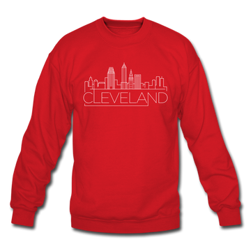 Cleveland, Ohio Sweatshirt - Skyline Cleveland Crewneck Sweatshirt - red