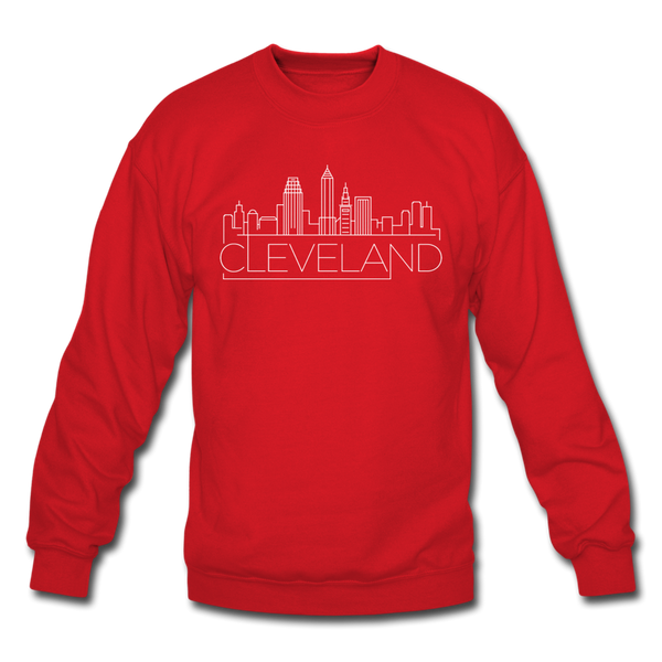 Cleveland, Ohio Sweatshirt - Skyline Cleveland Crewneck Sweatshirt - red
