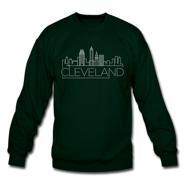 Cleveland, Ohio Sweatshirt - Skyline Cleveland Crewneck Sweatshirt - forest green