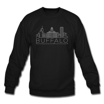 Buffalo, New York Sweatshirt - Skyline Buffalo Crewneck Sweatshirt - black