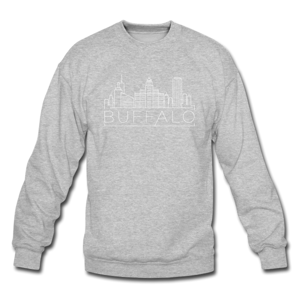 Buffalo, New York Sweatshirt - Skyline Buffalo Crewneck Sweatshirt - heather gray