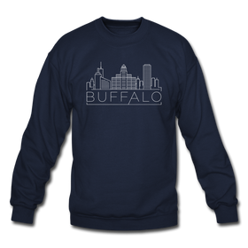 Buffalo, New York Sweatshirt - Skyline Buffalo Crewneck Sweatshirt - navy