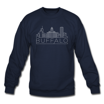 Buffalo, New York Sweatshirt - Skyline Buffalo Crewneck Sweatshirt - navy