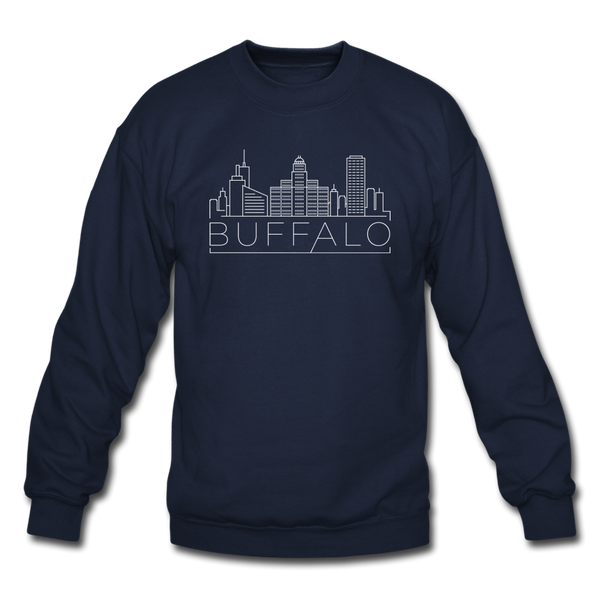 Buffalo, New York Sweatshirt - Skyline Buffalo Crewneck Sweatshirt - navy
