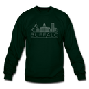 Buffalo, New York Sweatshirt - Skyline Buffalo Crewneck Sweatshirt - forest green
