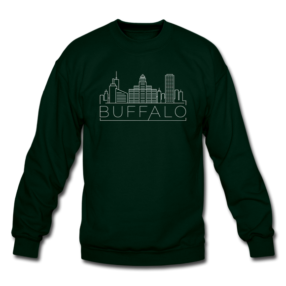 Buffalo, New York Sweatshirt - Skyline Buffalo Crewneck Sweatshirt - forest green