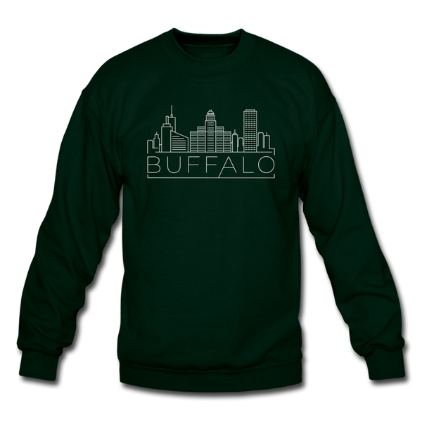 Buffalo, New York Sweatshirt - Skyline Buffalo Crewneck Sweatshirt - forest green
