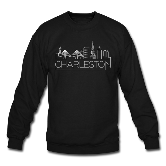 Charleston, South Carolina Sweatshirt - Skyline Charleston Crewneck Sweatshirt - black