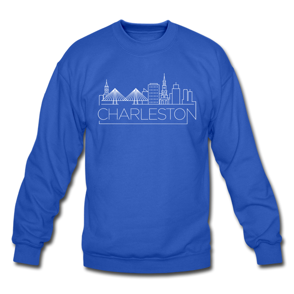 Charleston, South Carolina Sweatshirt - Skyline Charleston Crewneck Sweatshirt - royal blue