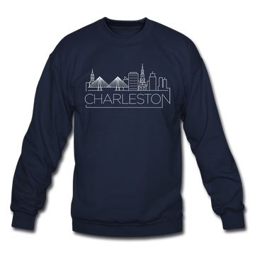 Charleston, South Carolina Sweatshirt - Skyline Charleston Crewneck Sweatshirt - navy