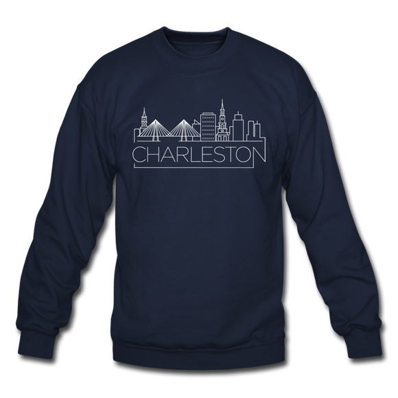 Charleston, South Carolina Sweatshirt - Skyline Charleston Crewneck Sweatshirt - navy