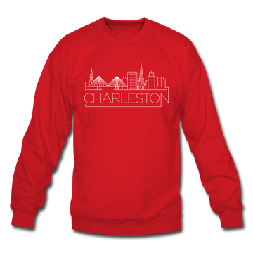Charleston, South Carolina Sweatshirt - Skyline Charleston Crewneck Sweatshirt - red