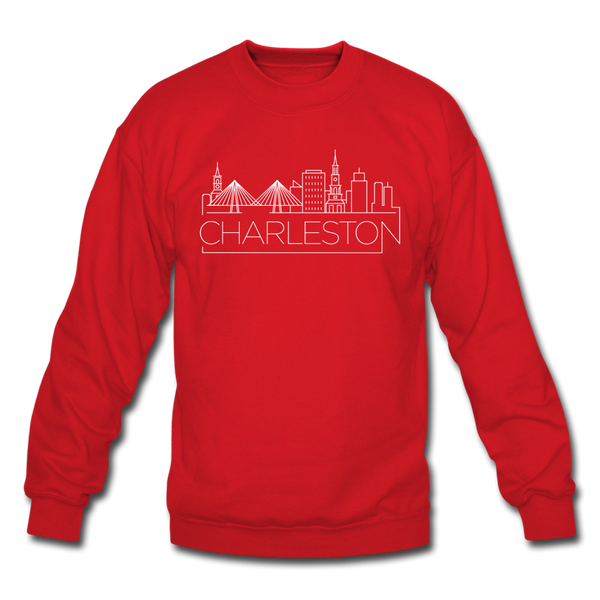 Charleston, South Carolina Sweatshirt - Skyline Charleston Crewneck Sweatshirt - red