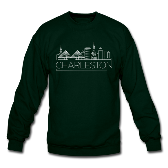 Charleston, South Carolina Sweatshirt - Skyline Charleston Crewneck Sweatshirt - forest green
