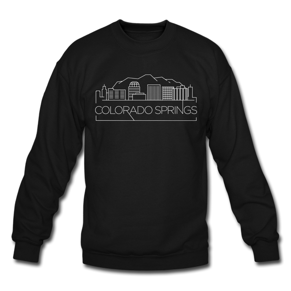 Colorado Springs, Colorado Sweatshirt - Skyline Colorado Springs Crewneck Sweatshirt - black