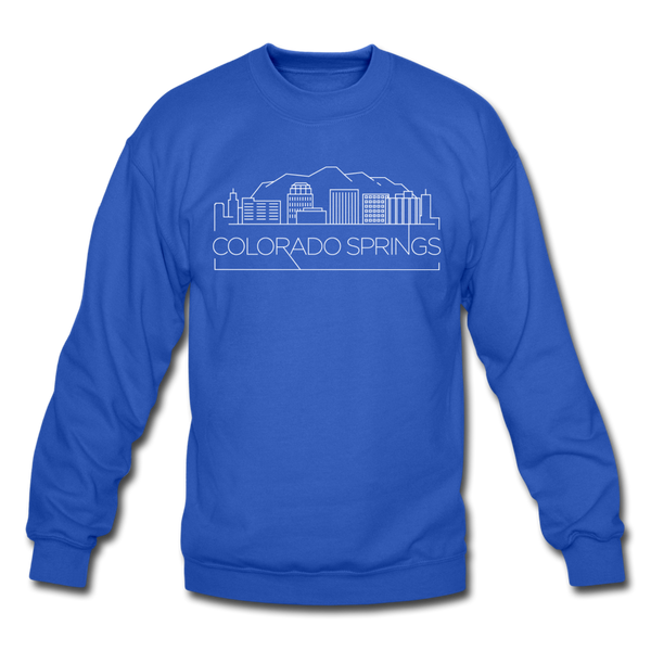 Colorado Springs, Colorado Sweatshirt - Skyline Colorado Springs Crewneck Sweatshirt - royal blue