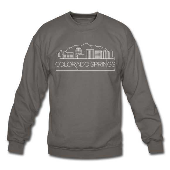 Colorado Springs, Colorado Sweatshirt - Skyline Colorado Springs Crewneck Sweatshirt - asphalt gray