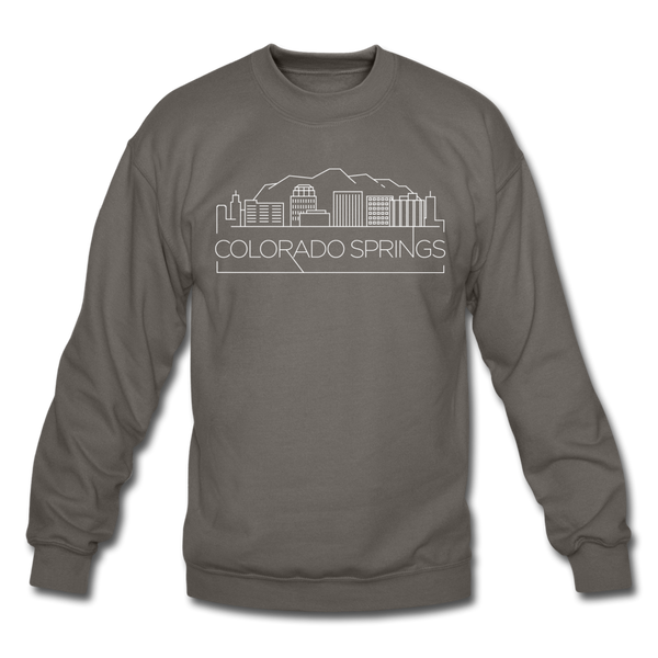 Colorado Springs, Colorado Sweatshirt - Skyline Colorado Springs Crewneck Sweatshirt - asphalt gray