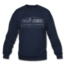 Colorado Springs, Colorado Sweatshirt - Skyline Colorado Springs Crewneck Sweatshirt - navy