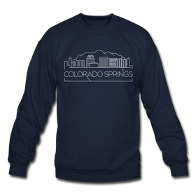 Colorado Springs, Colorado Sweatshirt - Skyline Colorado Springs Crewneck Sweatshirt - navy