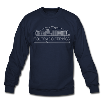 Colorado Springs, Colorado Sweatshirt - Skyline Colorado Springs Crewneck Sweatshirt - navy