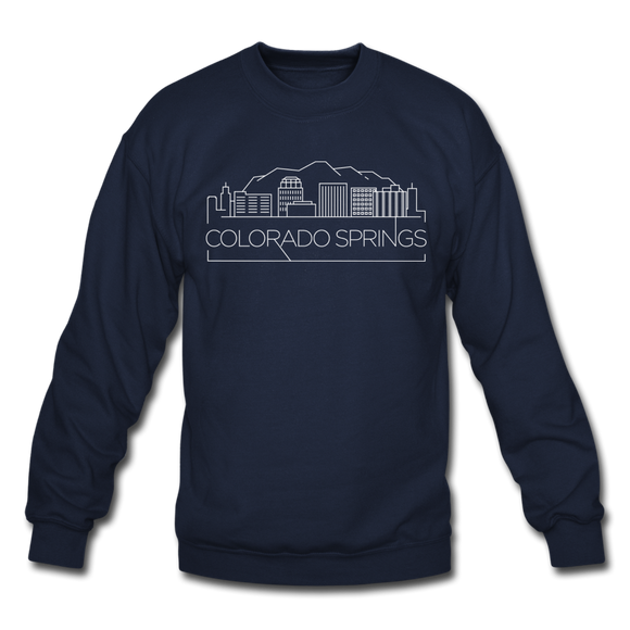 Colorado Springs, Colorado Sweatshirt - Skyline Colorado Springs Crewneck Sweatshirt - navy