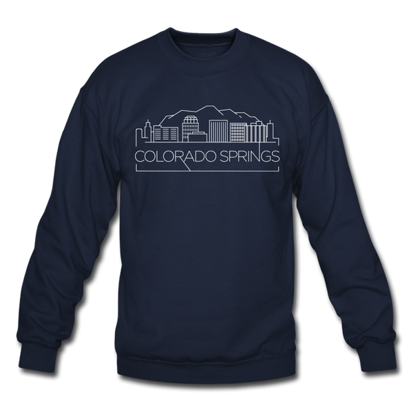 Colorado Springs, Colorado Sweatshirt - Skyline Colorado Springs Crewneck Sweatshirt - navy