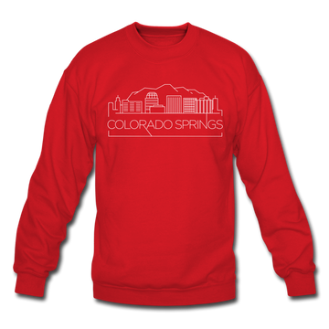Colorado Springs, Colorado Sweatshirt - Skyline Colorado Springs Crewneck Sweatshirt - red
