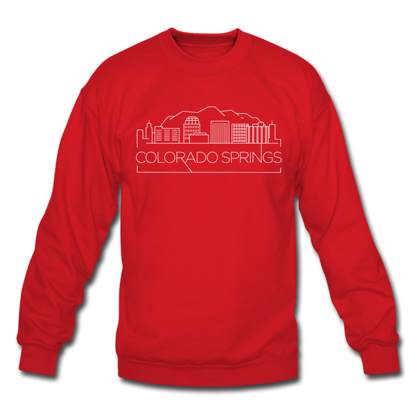 Colorado Springs, Colorado Sweatshirt - Skyline Colorado Springs Crewneck Sweatshirt - red
