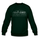 Colorado Springs, Colorado Sweatshirt - Skyline Colorado Springs Crewneck Sweatshirt - forest green