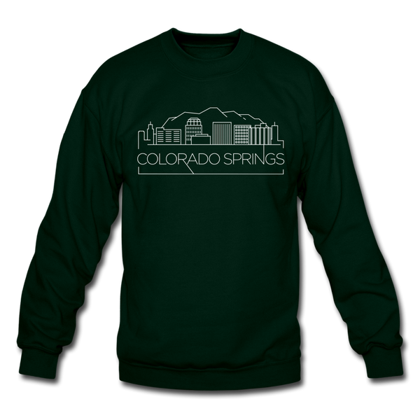 Colorado Springs, Colorado Sweatshirt - Skyline Colorado Springs Crewneck Sweatshirt - forest green