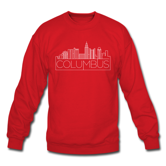 Columbus, Ohio Sweatshirt - Skyline Columbus Crewneck Sweatshirt - red