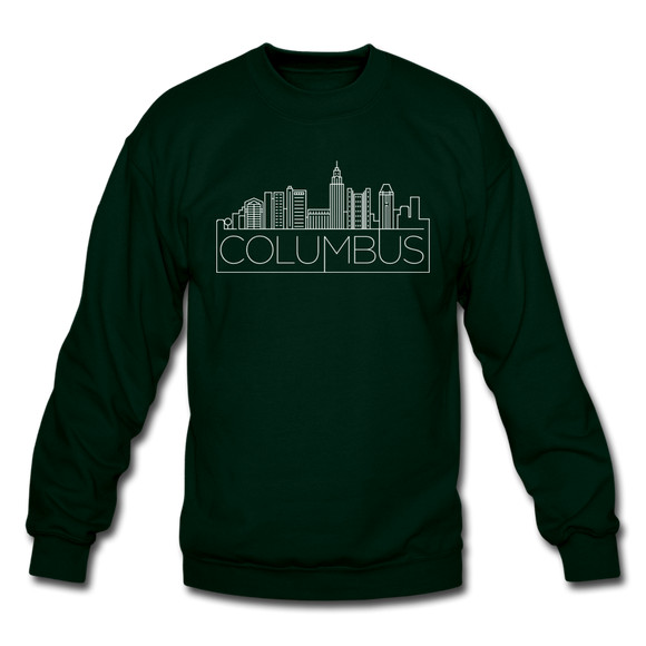 Columbus, Ohio Sweatshirt - Skyline Columbus Crewneck Sweatshirt - forest green