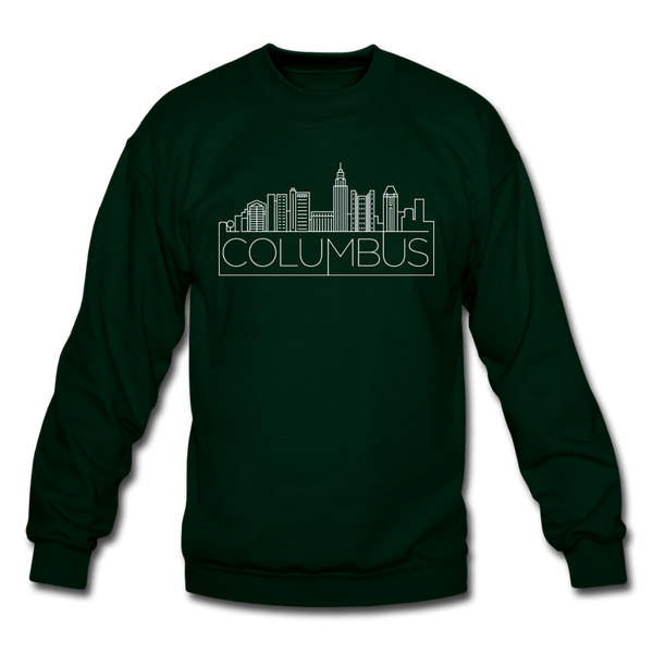 Columbus, Ohio Sweatshirt - Skyline Columbus Crewneck Sweatshirt - forest green