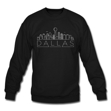 Dallas, Texas Sweatshirt - Skyline Dallas Crewneck Sweatshirt - black