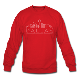 Dallas, Texas Sweatshirt - Skyline Dallas Crewneck Sweatshirt - red