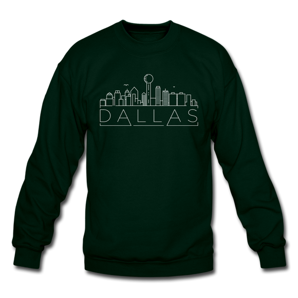 Dallas, Texas Sweatshirt - Skyline Dallas Crewneck Sweatshirt - forest green