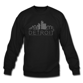 Detroit, Michigan Sweatshirt - Skyline Detroit Crewneck Sweatshirt - black