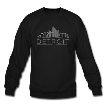 Detroit, Michigan Sweatshirt - Skyline Detroit Crewneck Sweatshirt - black