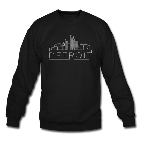 Detroit, Michigan Sweatshirt - Skyline Detroit Crewneck Sweatshirt - black