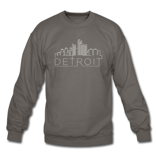 Detroit, Michigan Sweatshirt - Skyline Detroit Crewneck Sweatshirt - asphalt gray