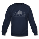 Detroit, Michigan Sweatshirt - Skyline Detroit Crewneck Sweatshirt - navy