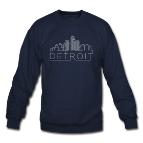 Detroit, Michigan Sweatshirt - Skyline Detroit Crewneck Sweatshirt - navy