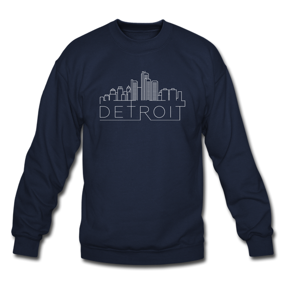 Detroit, Michigan Sweatshirt - Skyline Detroit Crewneck Sweatshirt - navy